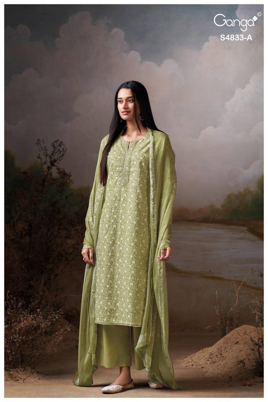 ILYNDRA 4833 By GANGA 4833A To 4833D Series Beautiful Festive Suits Colorful Stylish Fancy Casual Wear PREMIUM COTTON Dresses At Wholesale Price